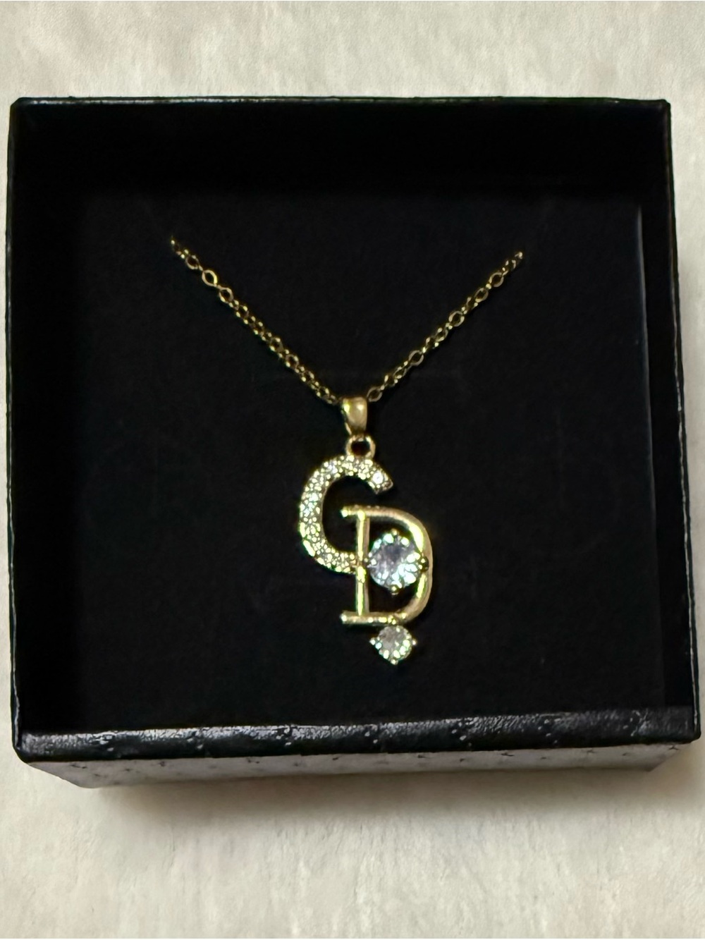 Stunning CD Initial Pendant Necklace in Gold-tone
